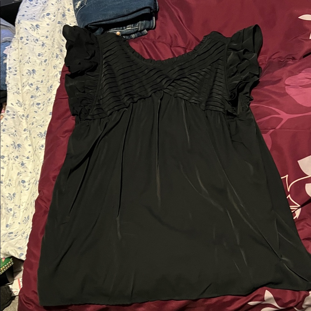 Elegant Black Ruffled Women's Top